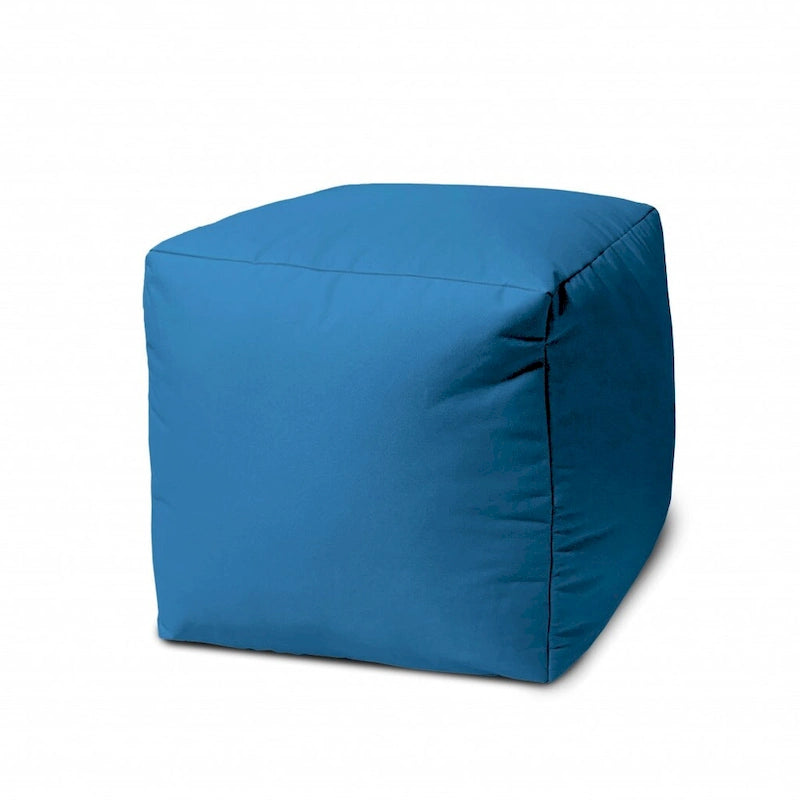Housse de pouf HomeRoots 17 Cool Bright Teal Blue Uni Color pour intérieur/extérieur - 17' X '17' X '1