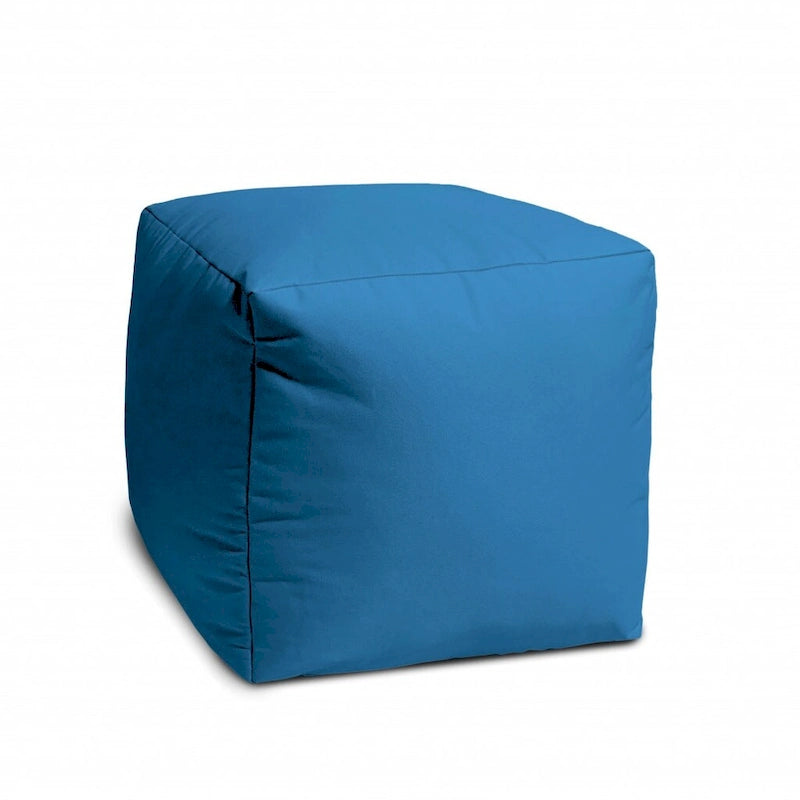 Housse de pouf HomeRoots 17 Cool Bright Teal Blue Uni Color pour intérieur/extérieur - 17' X '17' X '1