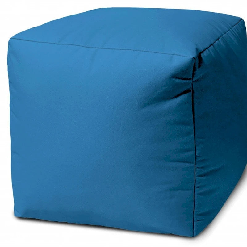 Housse de pouf HomeRoots 17 Cool Bright Teal Blue Uni Color pour intérieur/extérieur - 17' X '17' X '1