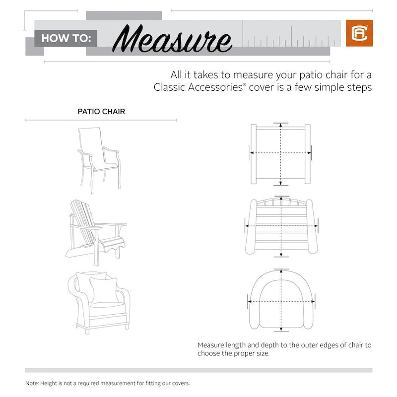 Housse imperméable pour chaise Adirondack de patio Classic Accessories Madrona 31,5 pouces