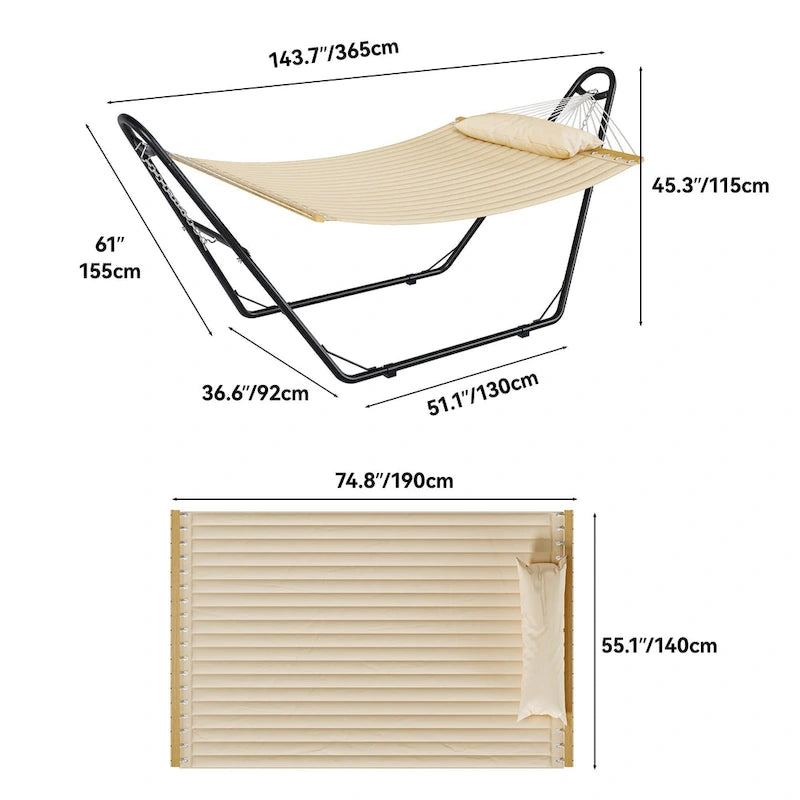 Hamac à barres d'écartement pour 2 personnes