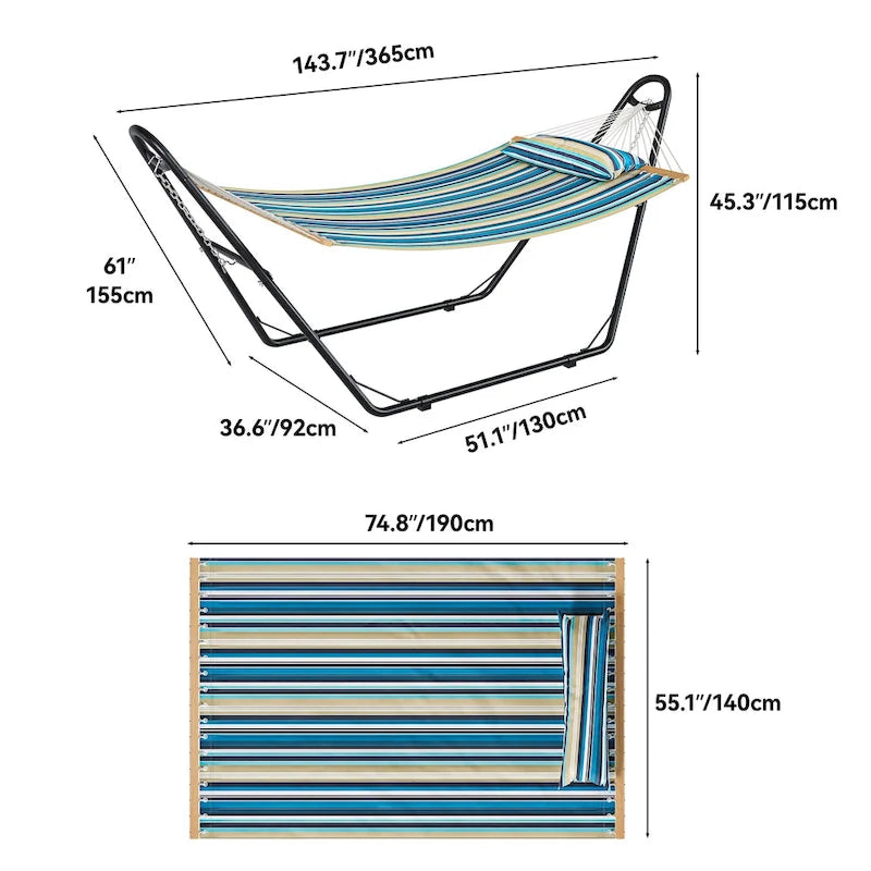Hamac à barres d'écartement pour 2 personnes