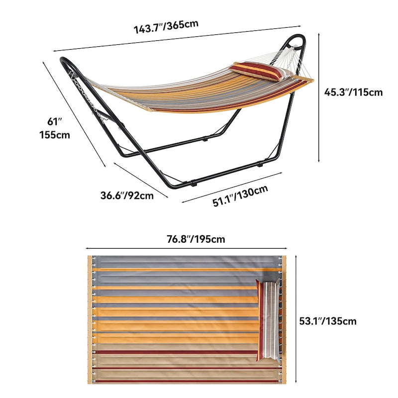 Hamac à barres d'écartement pour 2 personnes