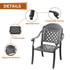 Ensemble de salle à manger d'extérieur 3 ou 5 pièces en fonte d'aluminium avec table ronde de 78 cm et coussins de couleur aléatoire