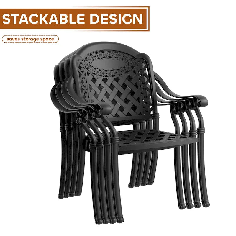 Ensemble de salle à manger d'extérieur 3 ou 5 pièces en fonte d'aluminium avec table ronde de 78 cm et coussins de couleur aléatoire