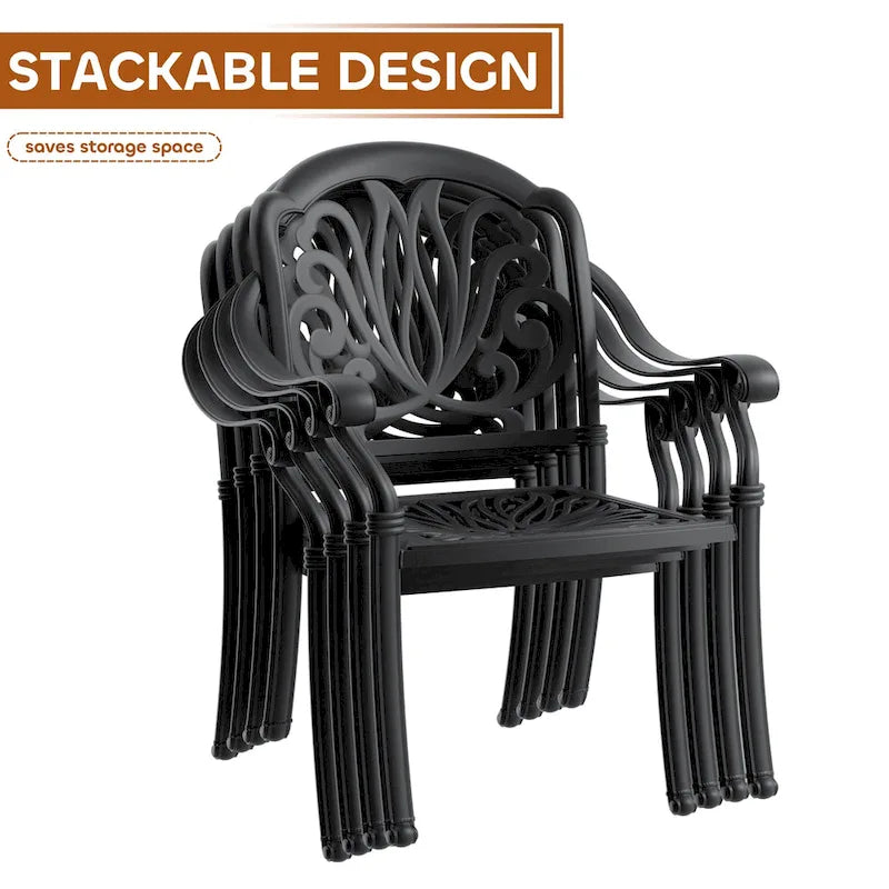 Ensemble de salle à manger d'extérieur 3 ou 5 pièces en fonte d'aluminium avec table ronde de 78 cm et coussins de couleur aléatoire