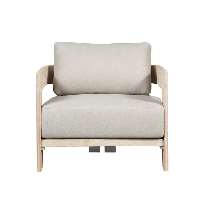 Chaise d'extérieur Paradiso en teck massif, aspect naturel - Tissu gris