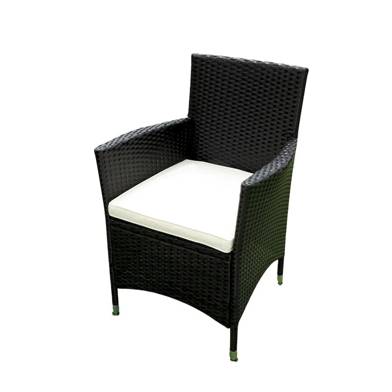 Ensemble de salle à manger d'extérieur 5 pièces en résine tressée avec plateau en bois d'acacia