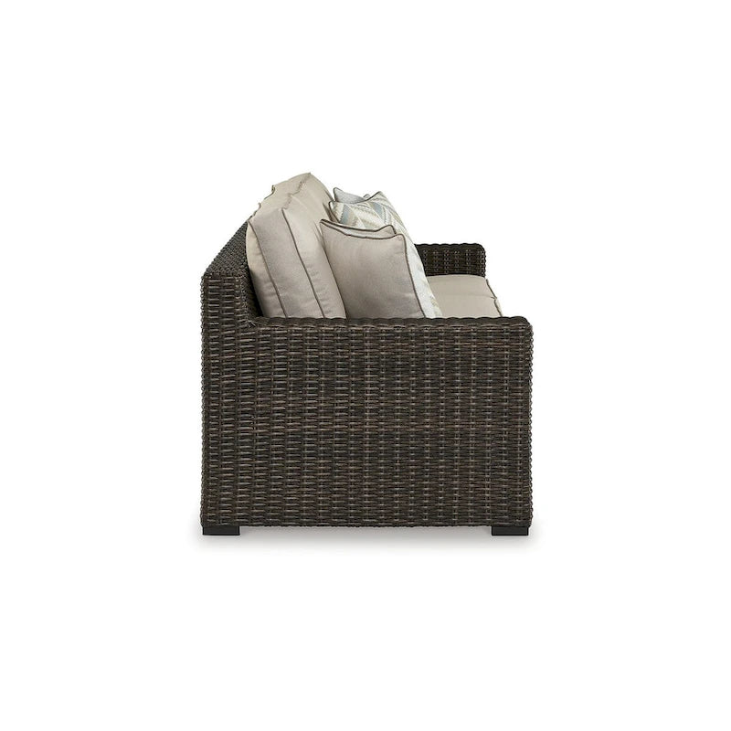 Canapé d'extérieur Coastline Bay marron avec coussin, Signature Design by Ashley - 97,38 cm (L) x 36 cm (P) x 36 cm (H)