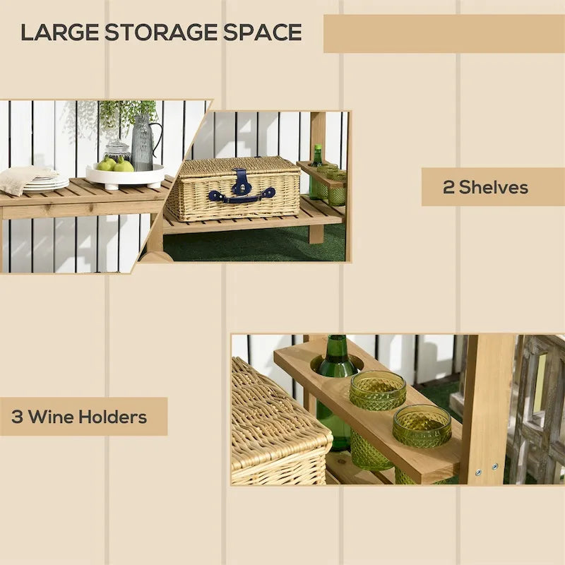 Chariot de bar d'extérieur Outsunny, chariot de bar et de service roulant en bois pour la maison