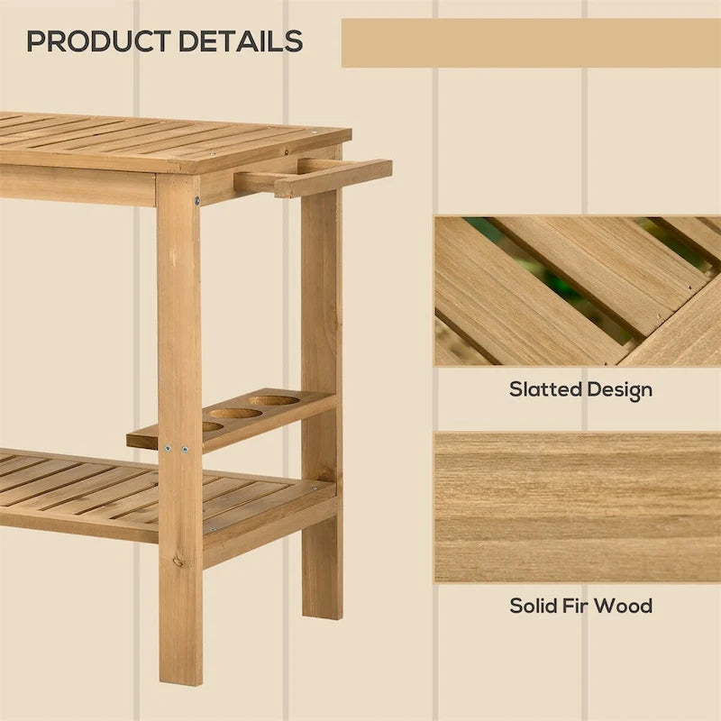 Chariot de bar d'extérieur Outsunny, chariot de bar et de service roulant en bois pour la maison