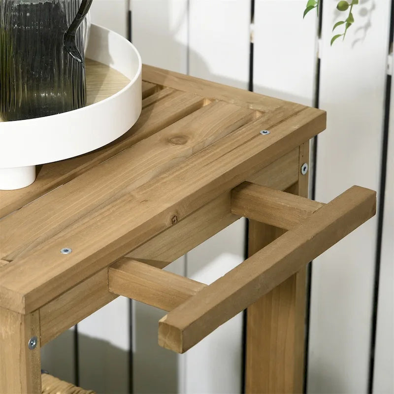 Chariot de bar d'extérieur Outsunny, chariot de bar et de service roulant en bois pour la maison