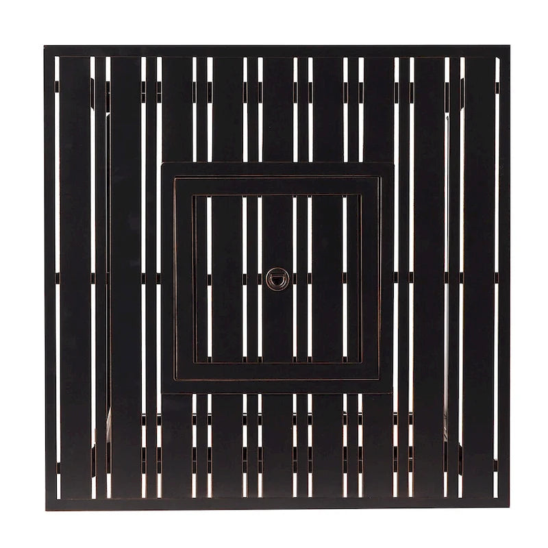 Ensemble bistro avec table de feu en aluminium noir et deux fauteuils club