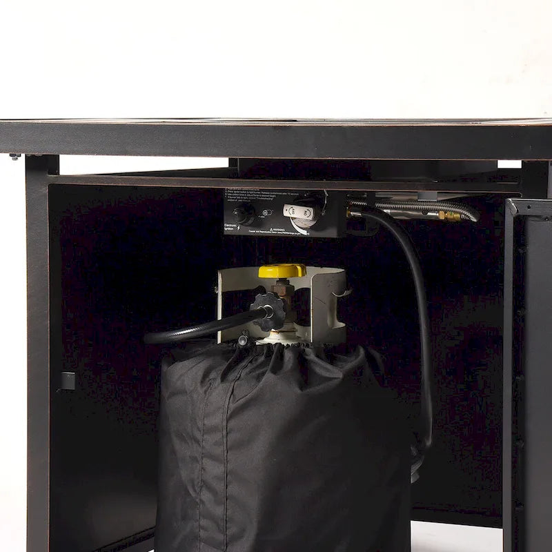 Ensemble bistro avec table de feu en aluminium noir et deux fauteuils club