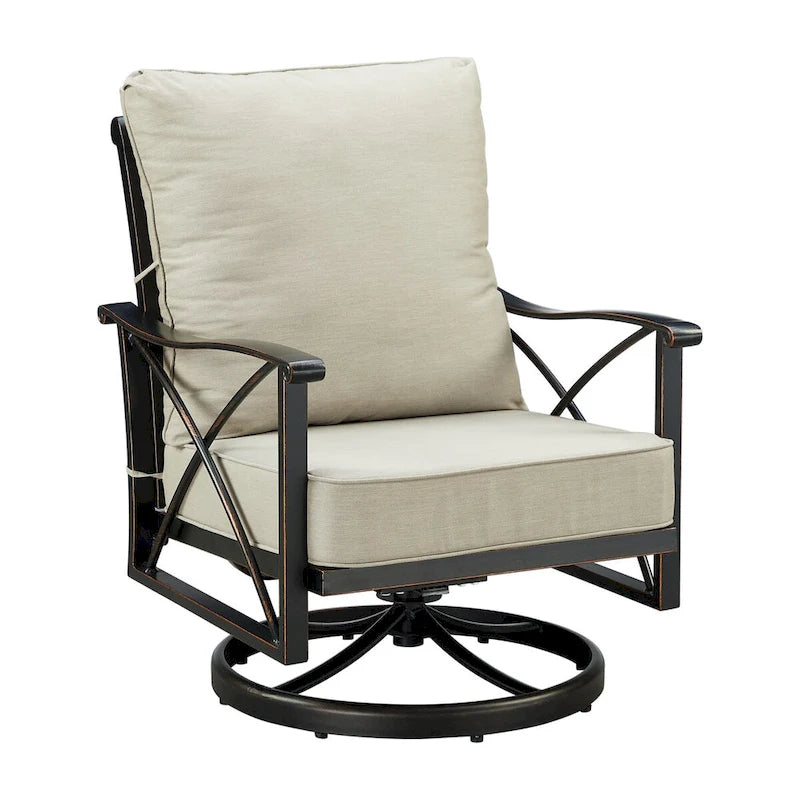 Ensemble bistro avec table de feu en aluminium noir et deux fauteuils club