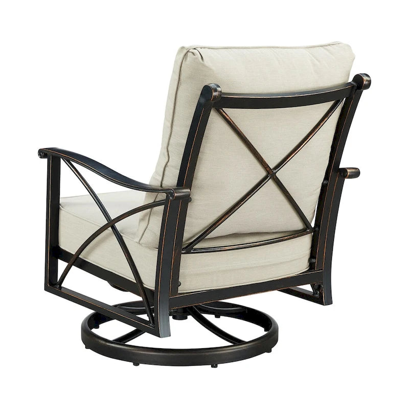 Ensemble bistro avec table de feu en aluminium noir et deux fauteuils club