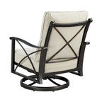 Ensemble bistro avec table de feu en aluminium noir et deux fauteuils club