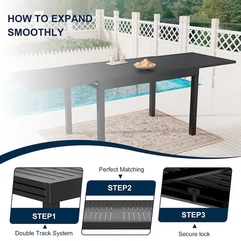 Table de salle à manger extensible en aluminium pour patio 53-106
