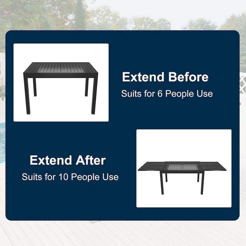 Table de salle à manger extensible en aluminium pour patio 53-106
