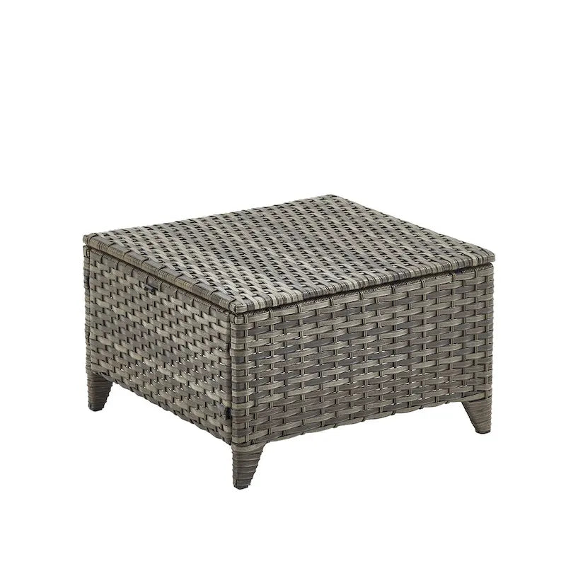 Ensemble de 2 poufs de jardin en rotin, repose-pieds d'extérieur en osier - Gris