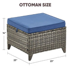 Ensemble de 2 poufs de jardin en rotin, repose-pieds d'extérieur en osier - Gris