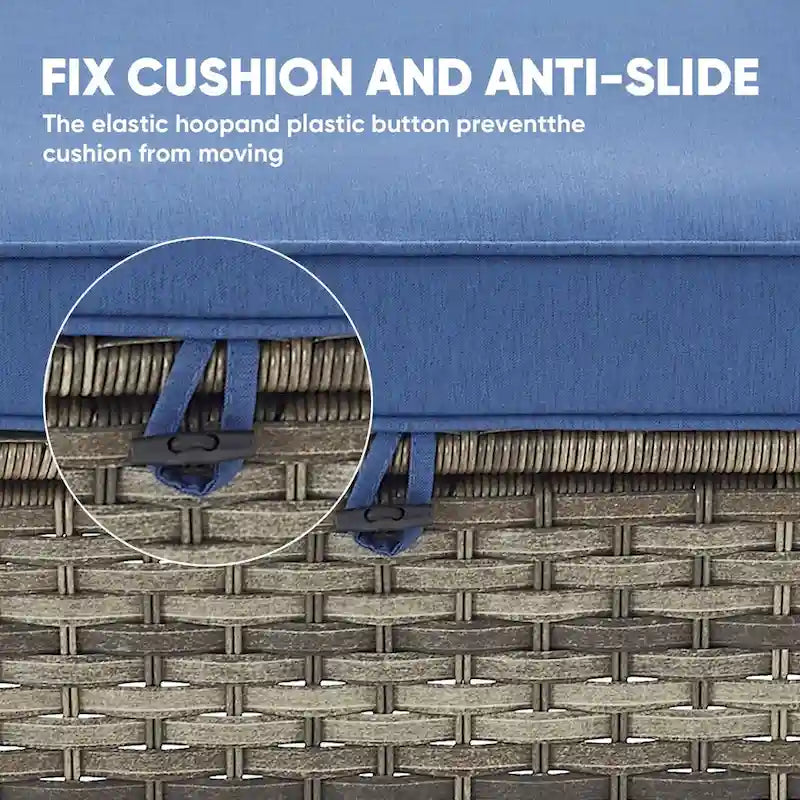 Ensemble de 2 poufs de jardin en rotin, repose-pieds d'extérieur en osier - Gris