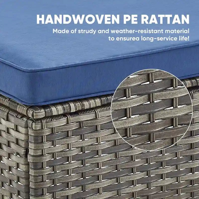 Ensemble de 2 poufs de jardin en rotin, repose-pieds d'extérieur en osier - Gris