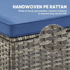 Ensemble de 2 poufs de jardin en rotin, repose-pieds d'extérieur en osier - Gris