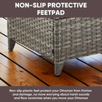 Ensemble de 2 poufs de jardin en rotin, repose-pieds d'extérieur en osier - Gris