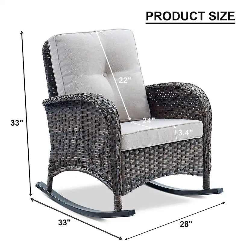 Fauteuil à bascule de patio en rotin avec dossier haut - Marron