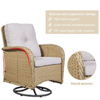 Fauteuil à bascule de jardin 1 pièce avec coussins épais - Beige clair