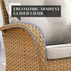 Fauteuil à bascule de jardin 1 pièce avec coussins épais - Beige clair