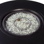 Ensemble table et feu en aluminium noir avec quatre fauteuils club