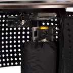 Ensemble table et feu en aluminium noir avec quatre fauteuils club