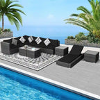 FINCATI Outdoor Wicker Furniture Set Patio Sectional Sofa with Table