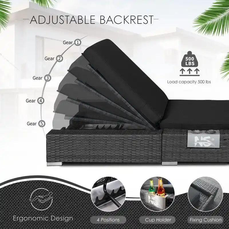 Ensemble de mobilier de jardin en résine tressée FINCATI, canapé d'angle avec table.