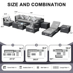 Ensemble de mobilier de jardin en résine tressée FINCATI, canapé d'angle avec table.