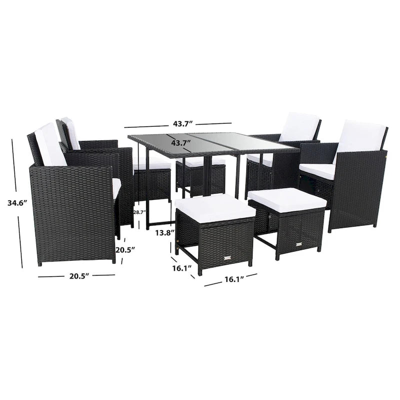 Ensemble de salle à manger d'extérieur SAFAVIEH Kaydence 5 pièces - 44 po L x 44 po P x 29 po H